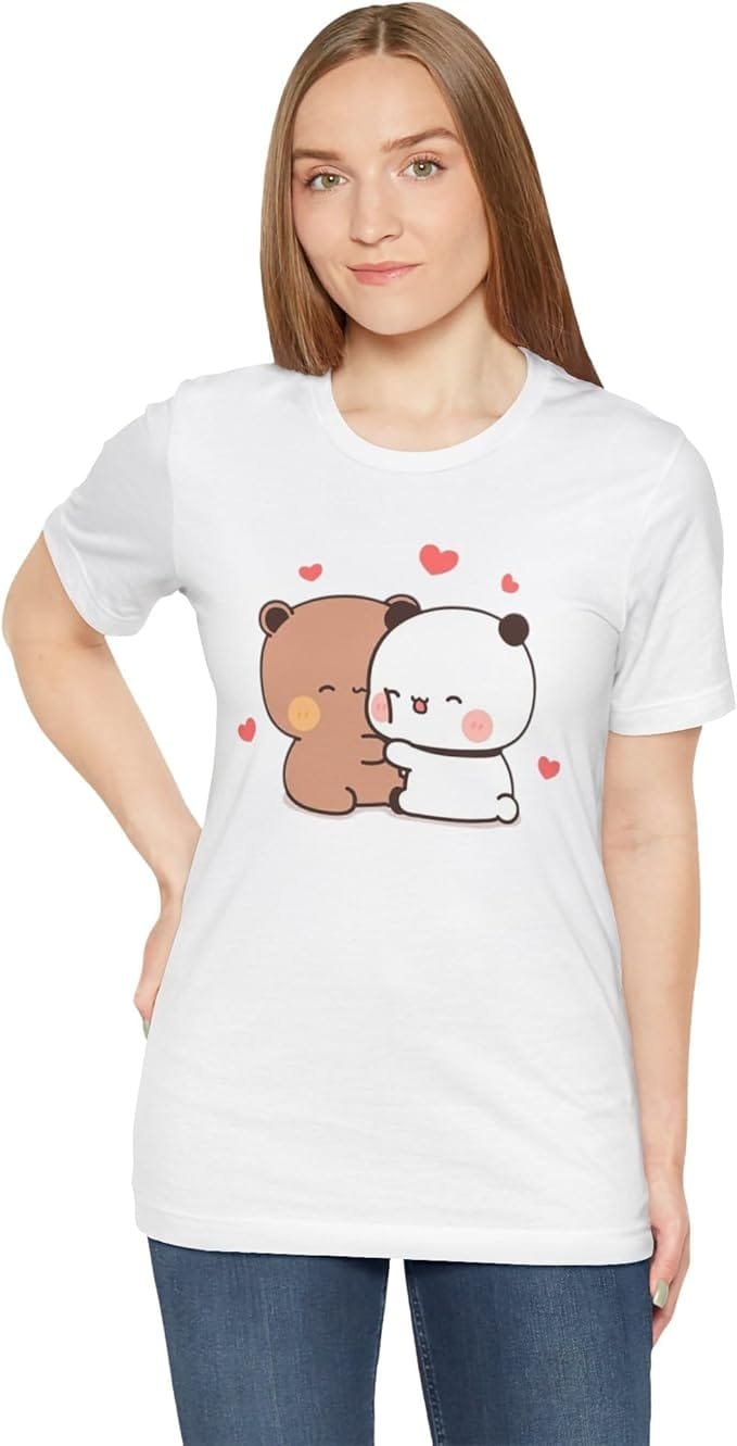 Camiseta unisex Kawaii Panda Bear Hug Bubu y Dudu Heart