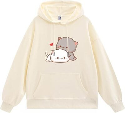 Sudaderas con capucha con diseño de Kawaii Peach and Goma estético para adolescentes y niñas, diseño de dibujos animados