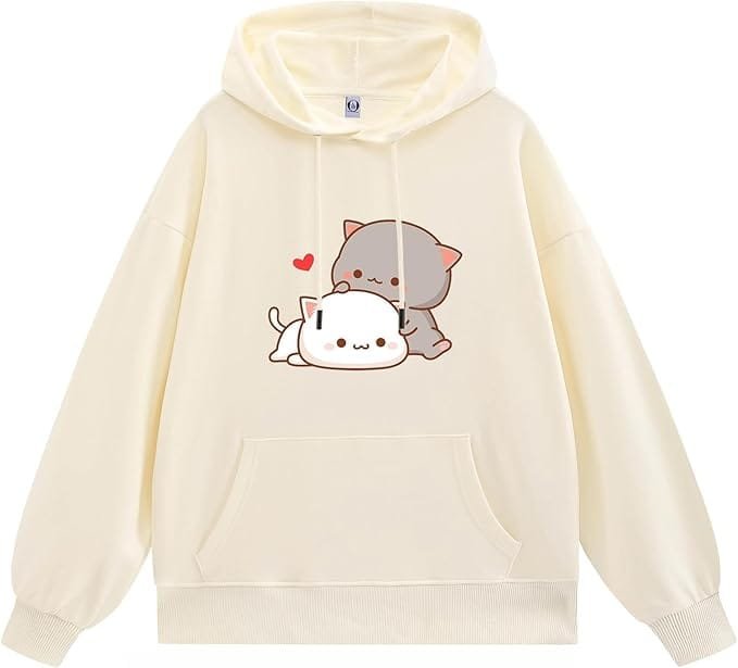 Sudaderas con capucha con diseño de Kawaii Peach and Goma estético para adolescentes y niñas, diseño de dibujos animados