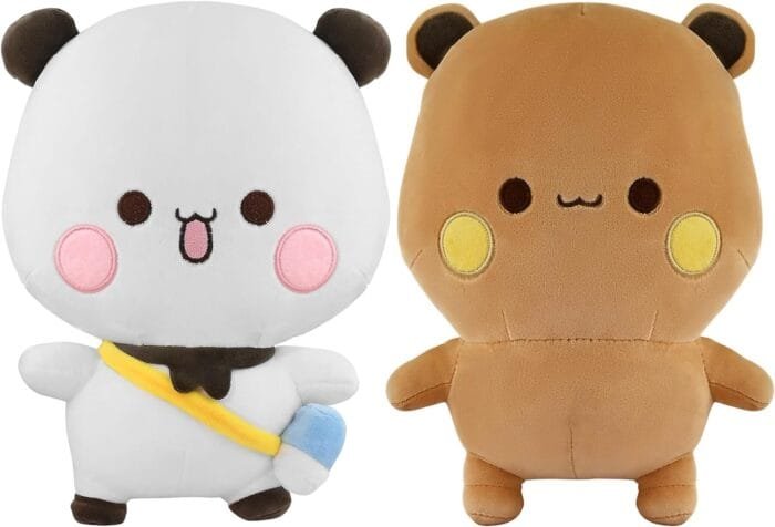 Paquete de 2 peluches de oso blanco y oso marrón, lindos animales de peluche para novias y niños