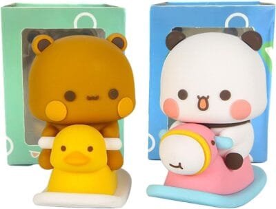 2 piezas de Bubu Dudu Bears decoración de tablero de automóvil, bonita figura de dibujos animados de osos panda, decoración de escritorio de oficina, mercancía de Bubu y Dudu para decoración