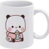 Taza de café con diseño de Bubu y Dudu o Peach y Goma, taza de té de cerámica blanca, regalo para parejas y amantes, regalo para él y ella
