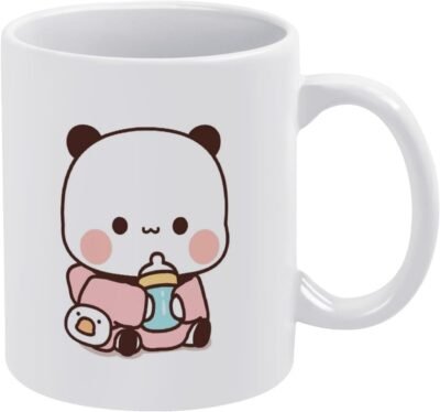 Taza de café con diseño de Bubu y Dudu o Peach y Goma, taza de té de cerámica blanca, regalo para parejas y amantes, regalo para él y ella