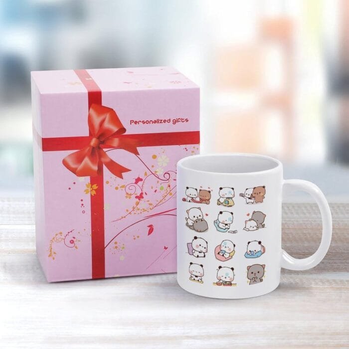 Taza de café con diseño de Bubu y Dudu o Peach y Goma, taza de té de cerámica blanca, regalo para parejas y amantes, regalo para él y ella