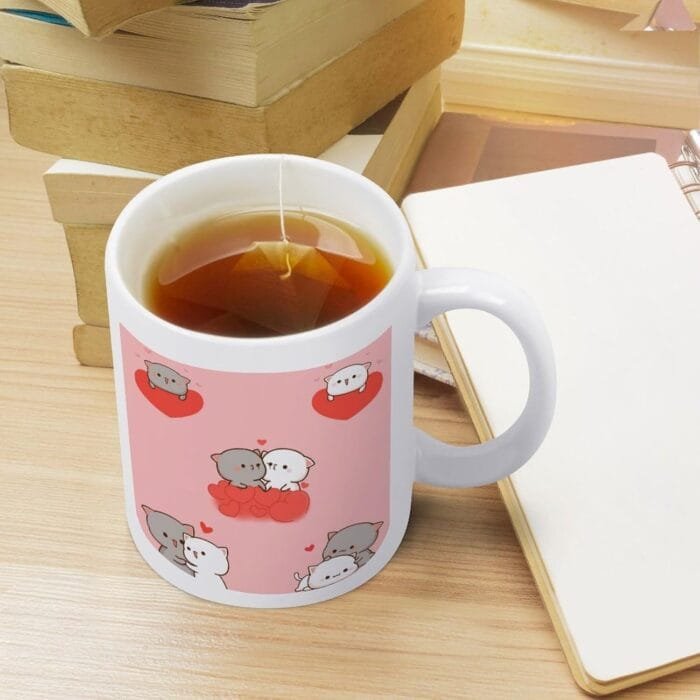 Taza de café con diseño de Bubu y Dudu o Peach y Goma, taza de té de cerámica blanca, regalo para parejas y amantes, regalo para él y ella