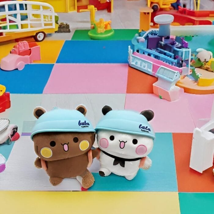 Juguetes de peluche de oso blanco y marrón, lindos Bubu y Dudu (Yier) con gorrito(2 piezas)