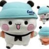Juguetes de peluche de oso blanco y marrón, lindos Bubu y Dudu (Yier) con gorrito(2 piezas)