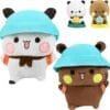 Juguetes de peluche de oso blanco y marrón, lindos Bubu y Dudu (Yier) con gorrito(2 piezas)